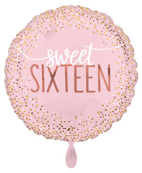 Folienballon - Sweet Sixteen 16, pink - ø 43cm